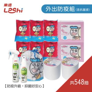 【Leshi樂適】嬰兒乾濕兩用布巾/護理巾/屁屁巾-外出防疫組(含抗菌液)548抽